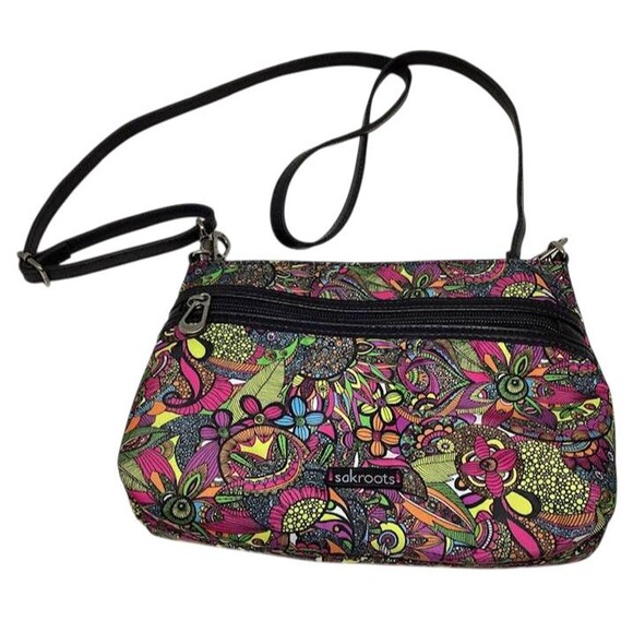 Sakroots Crossbody Purse Travel Umbrella Set Kaleidoscope Flowers Sling Artist - Picture 3 of 10